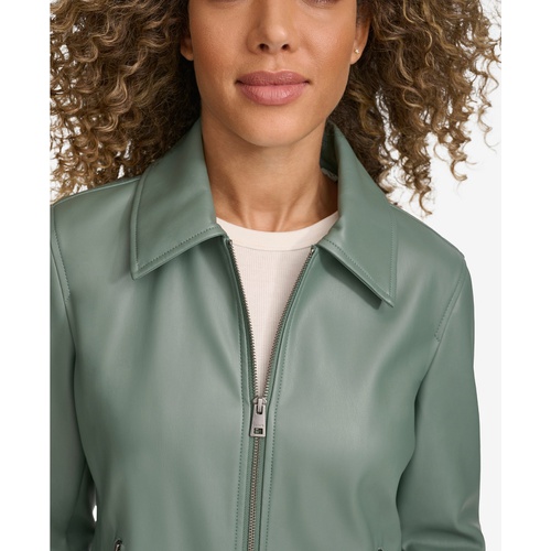 리바이스 Womens Faux Leather Laydown Collar Jacket