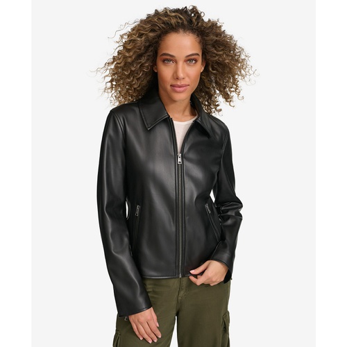 리바이스 Womens Faux Leather Laydown Collar Jacket
