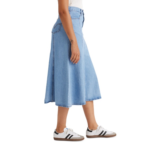리바이스 Womens Cotton Paneled Denim Midi Skirt