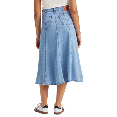 리바이스 Womens Cotton Paneled Denim Midi Skirt