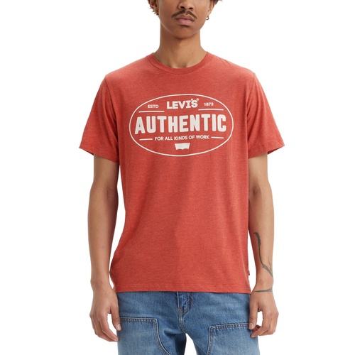 리바이스 Mens Authentic Standard-Fit Logo Graphic T-Shirt