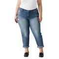 Plus Size Mid Rise Roll-Cuff Boyfriend Jeans