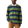 Mens Relaxed-Fit Long Sleeve Striped Rugby Shirt