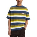 Mens Relaxed Fit Workwear Short Sleeve Crewneck Box Stripe T-Shirt