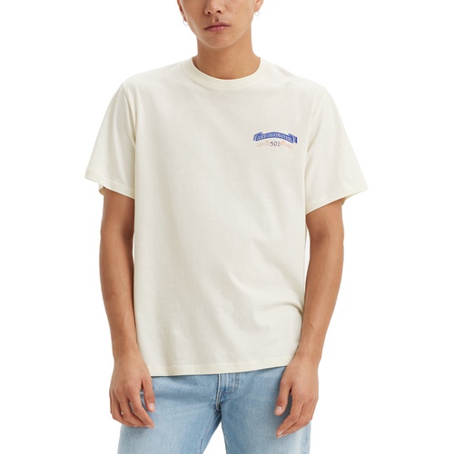 리바이스 Mens Relaxed Fit Short Sleeve Crewneck Egret Graphic T-Shirt