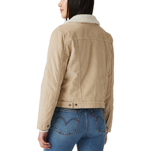 리바이스 Womens Original Sherpa-Trim Corduroy Trucker Jacket