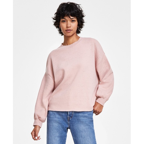 리바이스 Womens Leo Crewneck Raw-Edge-Hem Sweater