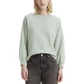 Womens Leo Crewneck Raw-Edge-Hem Sweater