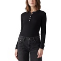 Womens Jakob Long Sleeve Waffle-Knit Henley Top