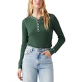 Womens Jakob Long Sleeve Waffle-Knit Henley Top