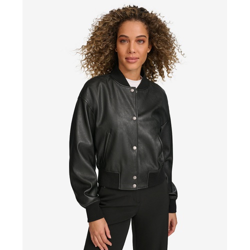 리바이스 Womens Faux Leather Varsity Bomber Jacket