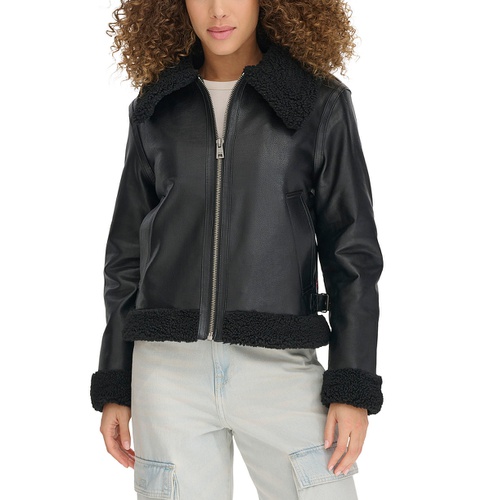 리바이스 Womens Faux Leather Aviator Jacket