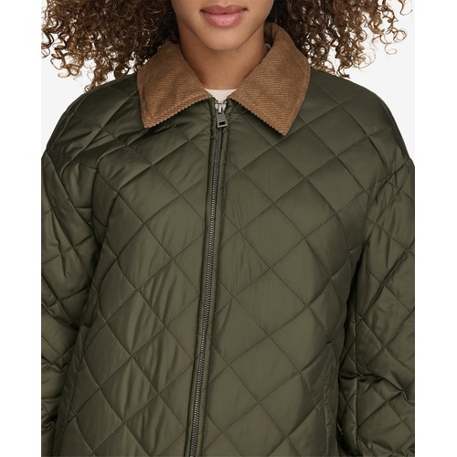 리바이스 Womens Diamond Quilted Bomber with Corduroy Collar