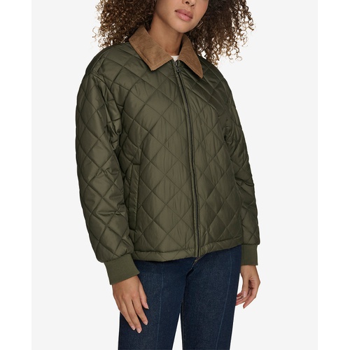 리바이스 Womens Diamond Quilted Bomber with Corduroy Collar