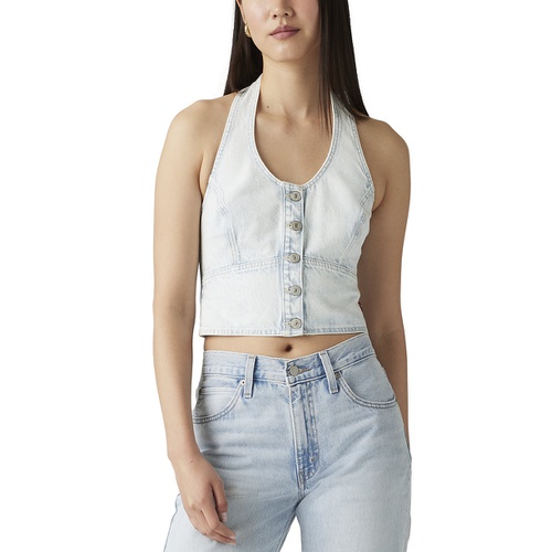 리바이스 Womens Janeesah Cotton Smocked-Back Halter Top