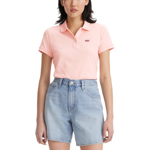 리바이스 Womens Crown-Logo Shirt-Sleeve Polo Shirt