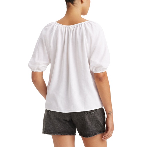 리바이스 Womens Leanne Button-Front Puff-Sleeve Top