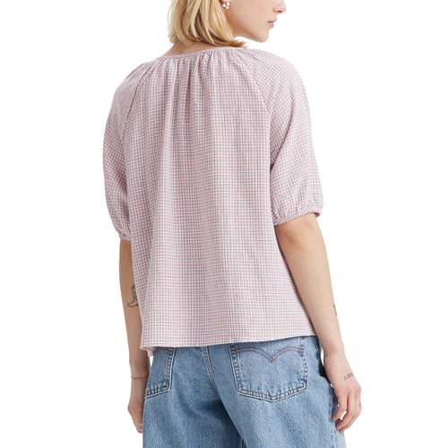 리바이스 Womens Leanne Button-Front Puff-Sleeve Top