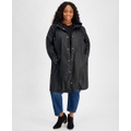 Plus Size Hooded Long-Sleeve Zip-Front Coat