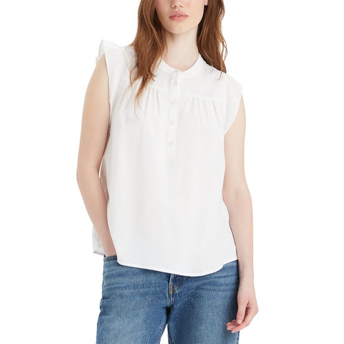 리바이스 Womens Jace Sleeveless Partial-Button-Front Blouse