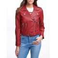 Plus Size Faux Leather Belted Motorcycle Jacket