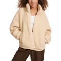 Womens Sherpa Stand Collar Zip Up Jacket