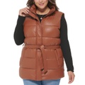 Trendy Plus Size Faux-Leather Puffer Vest