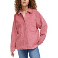 Womens Zip-Front Lined Oversized Shacket