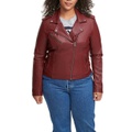 Plus Size Trendy Faux Leather Moto Jacket