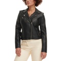 Womens Classic Faux Leather Asymmetrical Moto Jacket