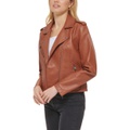 Womens Classic Faux Leather Asymmetrical Moto Jacket