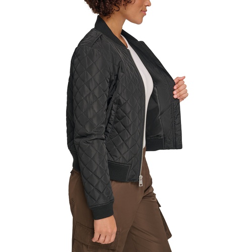 리바이스 Womens Diamond Quilted Casual Bomber Jacket