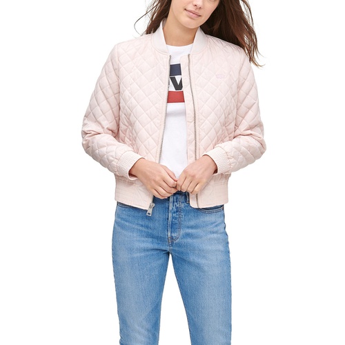 리바이스 Womens Diamond Quilted Casual Bomber Jacket