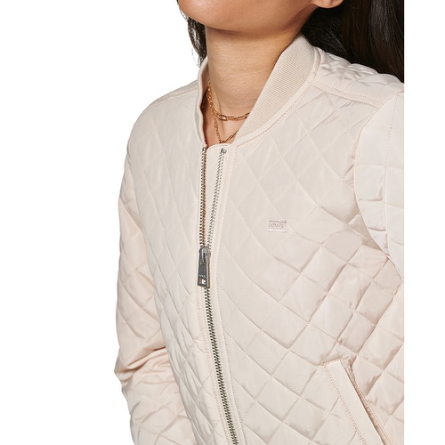 리바이스 Womens Diamond Quilted Casual Bomber Jacket