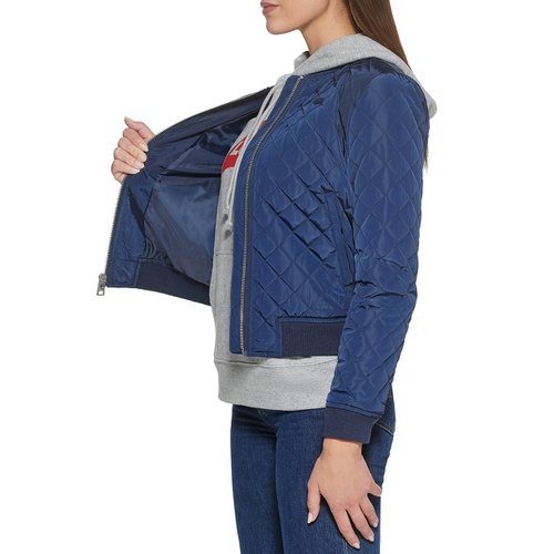 리바이스 Womens Diamond Quilted Casual Bomber Jacket