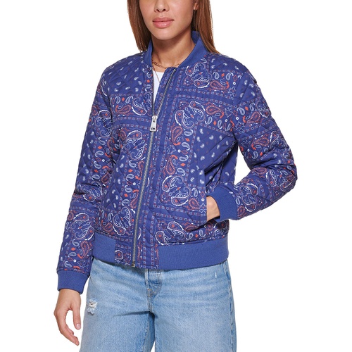 리바이스 Womens Diamond Quilted Casual Bomber Jacket