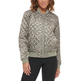 Womens Diamond Quilted Casual Bomber Jacket