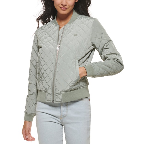 리바이스 Womens Diamond Quilted Casual Bomber Jacket