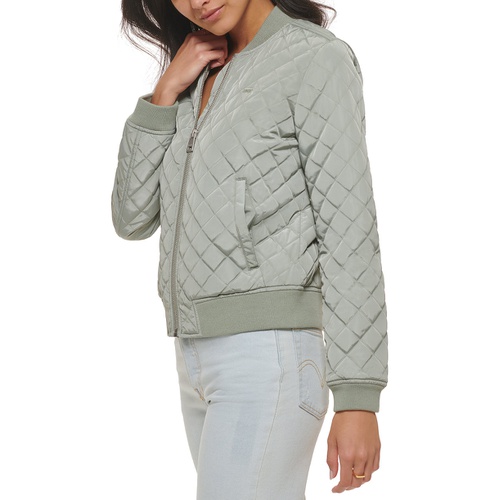 리바이스 Womens Diamond Quilted Casual Bomber Jacket