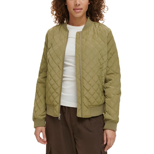 리바이스 Womens Diamond Quilted Casual Bomber Jacket