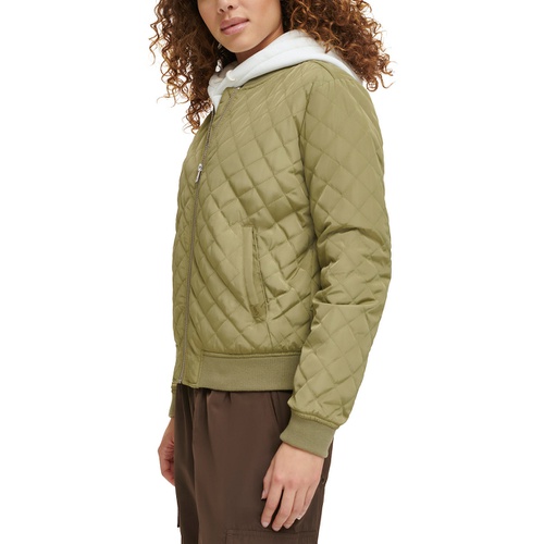 리바이스 Womens Diamond Quilted Casual Bomber Jacket