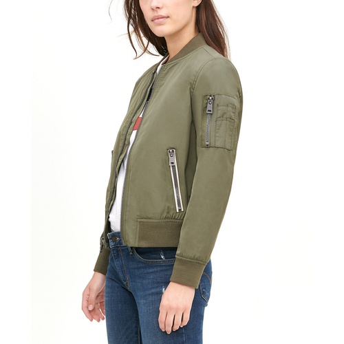 리바이스 Womens Lightweight Zip-Detail Bomber Jacket