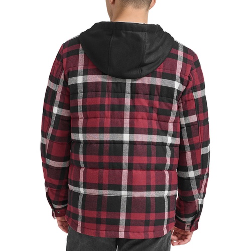 리바이스 Mens Plaid Quilted Hooded Shirt Jacket