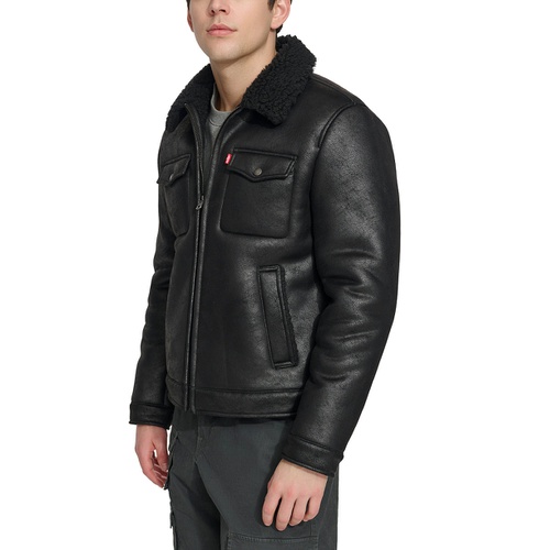 리바이스 Mens Faux-Shearling Full-Zip Trucker Jacket