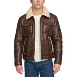 Mens Faux-Shearling Full-Zip Trucker Jacket