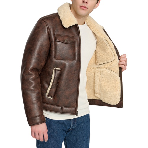 리바이스 Mens Faux-Shearling Full-Zip Trucker Jacket