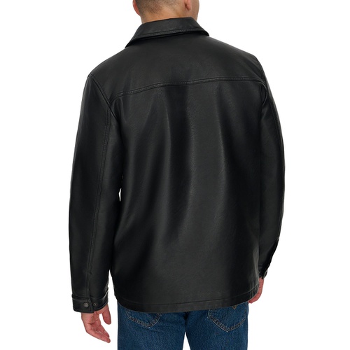 리바이스 Mens Faux-Leather Zip Utility Shirt Jacket