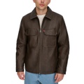 Mens Faux-Leather Zip Utility Shirt Jacket