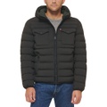 Mens Stretch Hooded Two-Pocket Quilted Jacket