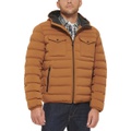 Mens Stretch Hooded Two-Pocket Quilted Jacket